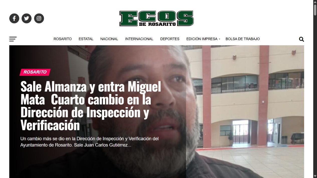 Portada del sitio Ecos de Rosarito
