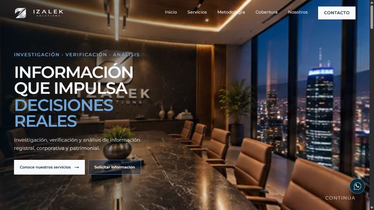 Portada del sitio Izalek Solutions