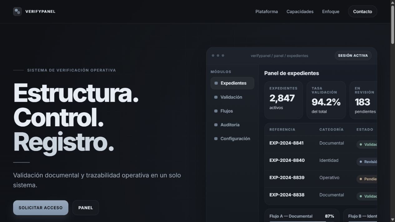 Portada del sitio VerifyPanel